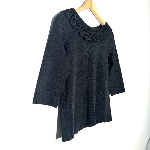 Joseph A. | Vintage Black Silver Metallic 3/4 Length Sleeve Sweater - Picture 2 of 6